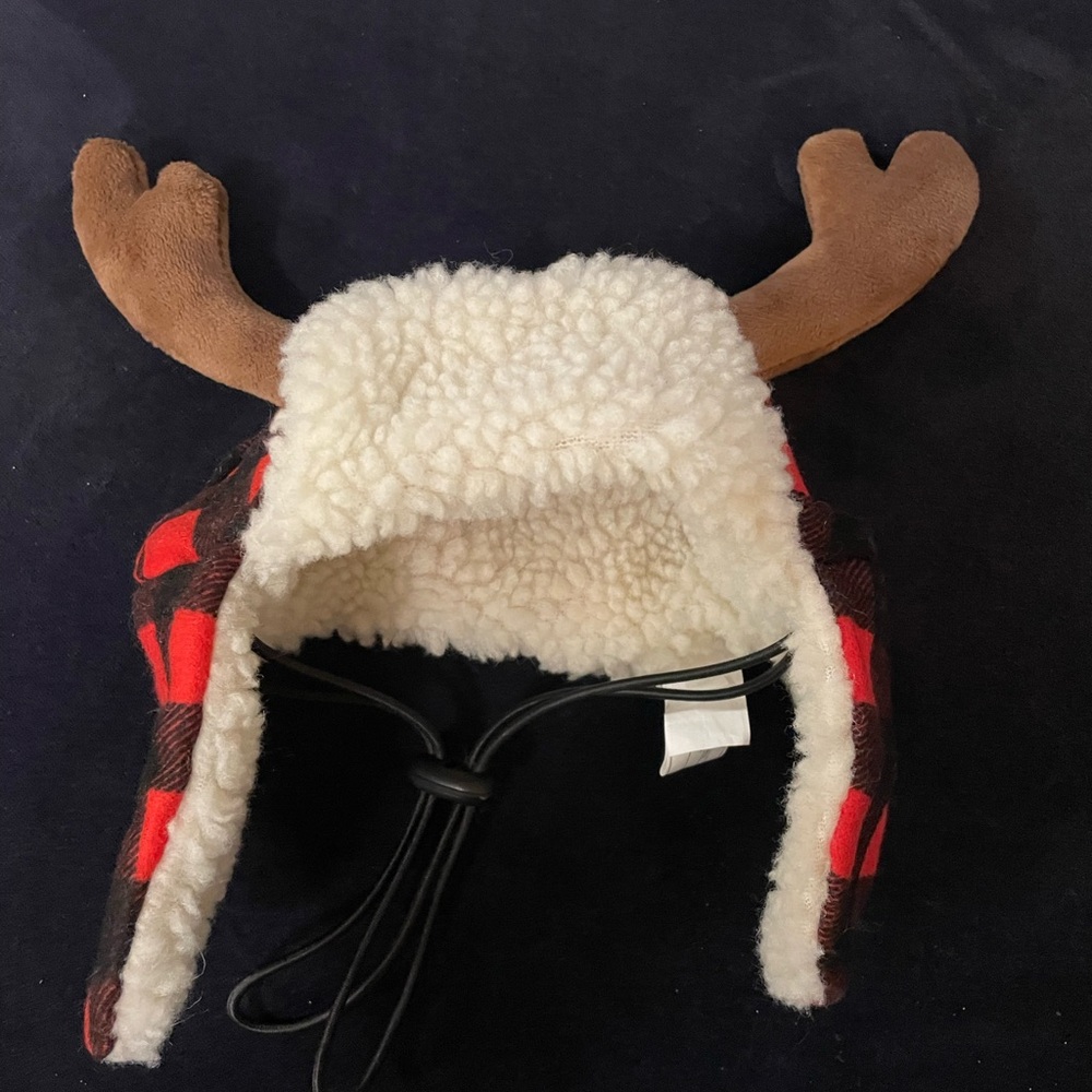 Buffalo Check and Antler Winter Dog Hat (M)